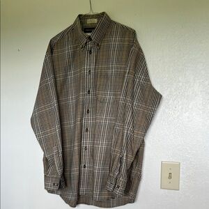 Brown Plaid Button-Up Shirt